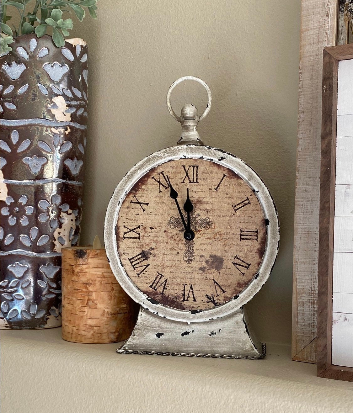 Decorative Battery Operated Table Top Clock With Roman Etsy UK