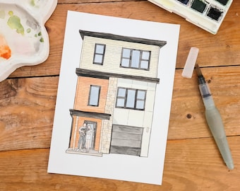 Custom Watercolor House Portrait | Personalized Home Art Print