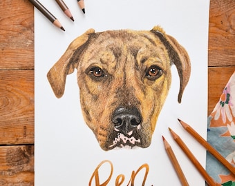Custom Watercolor Pet Portrait – Hand Painted Dog Memorial Gift