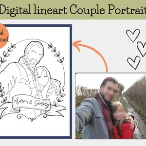 Personalised Couples Valentines Gift - Custom Digital Couples Portrait - Custom Portrait