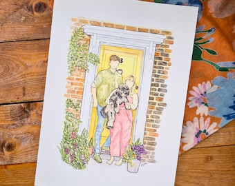 Custom Couples Portrait | Personalized Watercolor Art | Hand Painted Custom Portrait | Valentines Gift | Physical Art Print