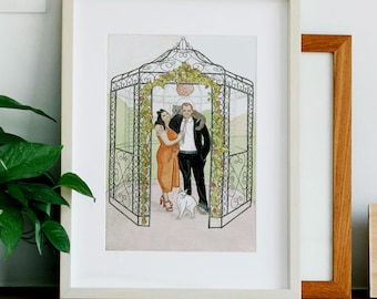 Custom Hand-Painted Watercolor Couple Portrait - Unique Wedding Keepsake, Anniversary Art Gift, Personalised Watercolor Painting