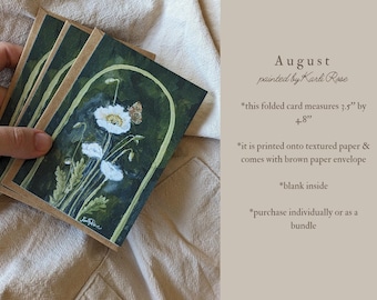Moody greeting card/ blank notecard/small cards/friendship/poppies/card bundle/sweet painting/minimalist art/earthy vibes