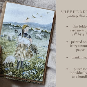 Cartes pour lettres/cartes de bergère/cartes vierges/moutons d'art/petites cartes/cartes de voeux/cottagecore/art folklorique/amitié/cartes douces