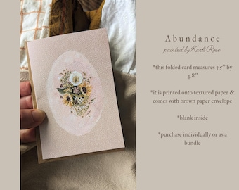 Notecards/summer abundance card/sunflower folding card/floral cards/bouquet art/traditional painting by artist