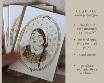 Notecard/vintage portrait/blank card/traditional art/greeting card/friendship/birthday/card for her/sympathy/