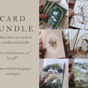 Lot de cartes/petites cartes/oeuvres d'art originales de la maison/cartes de voeux/cartes d'amitié/assortiment de cartes/cartes douces/sympathie/cartes florales/bergère