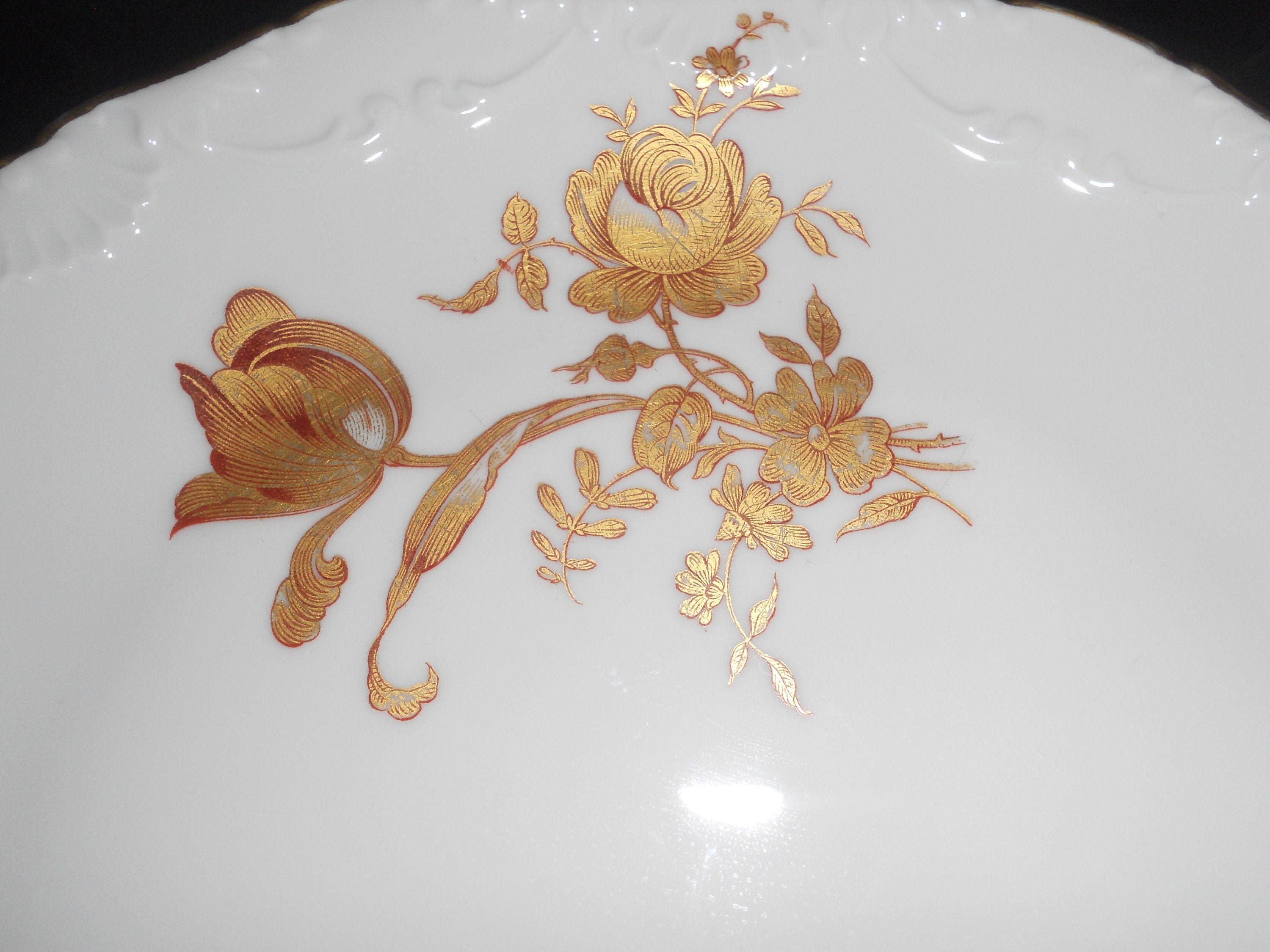 Limoges Porcelain Gold Gilded Roses Footed Large Serving Plate Etsy 日本