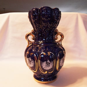 Jarrón Vintage Azul Cobalto 12"