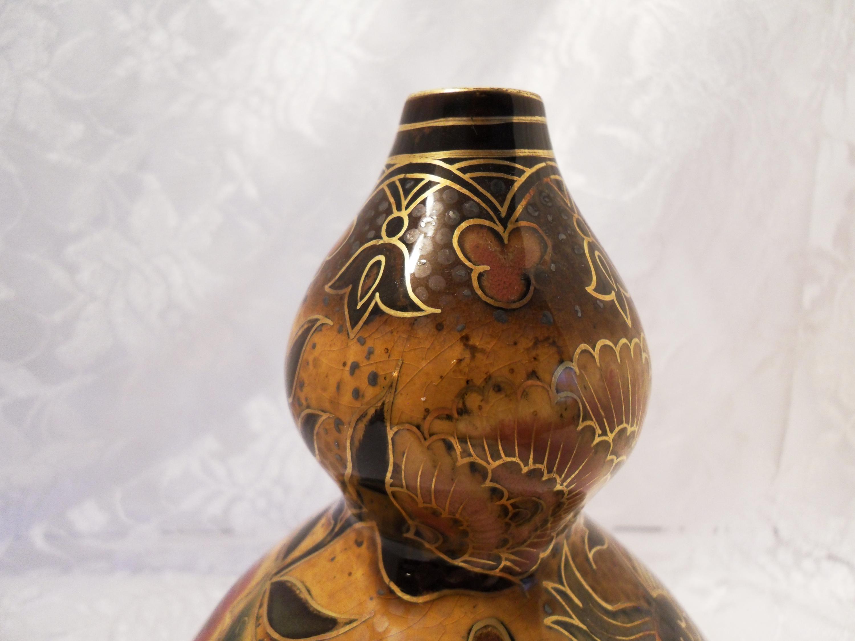 Antique Zsolnay Vase by Julia Zsolnay C. 1879 (kabakvaza/eggplant
