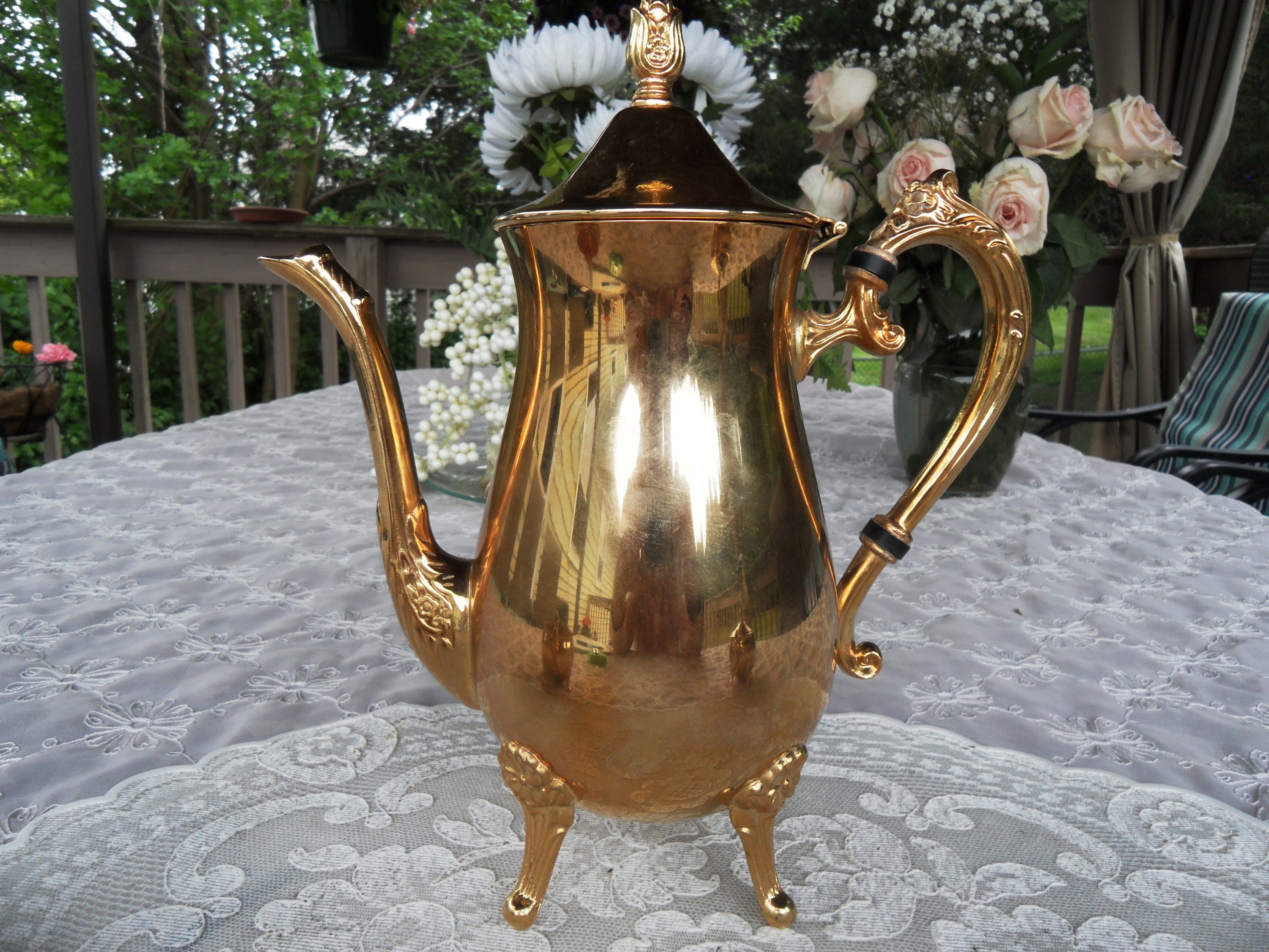Gold Plated Tea Set by International Hong Kong Co. 3 Pieces Etsy