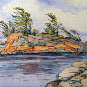 Georgian Bay Lake Huron Island Ontario Canadian Landscape original watercolor