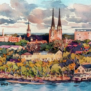 Charlottetown PEI Canada Costa orientale Canada Canada atlantico Paesaggio urbano canadese acquerello originale