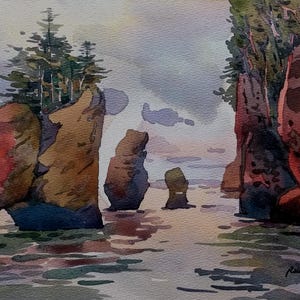 Bay of Fundy Nova Scotia National Park Canada Nova Scotia scenery East Coast Canada     original watercolor 8.5&quot; x 11&quot;