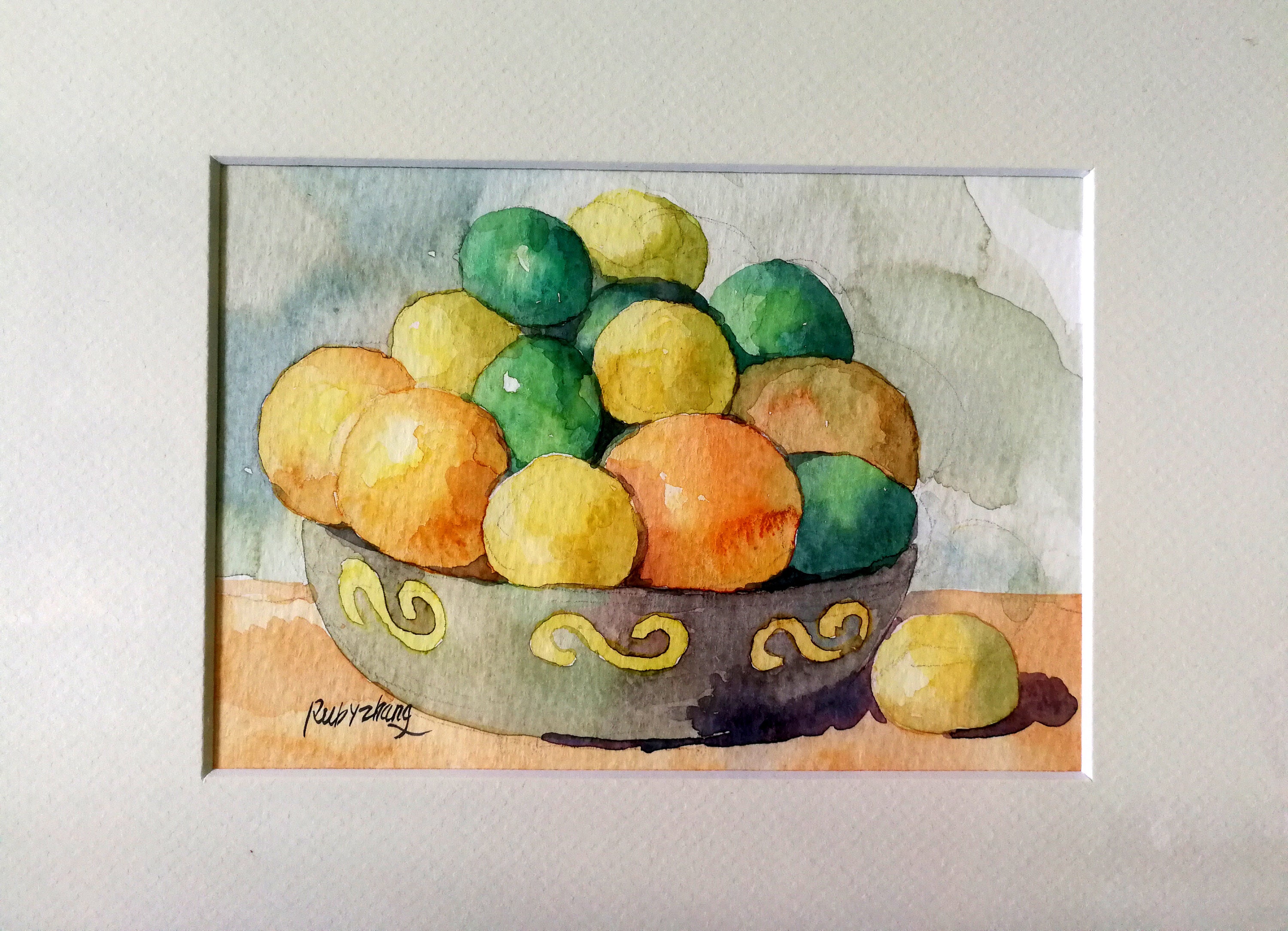Original Watercolor Painting Fruit bowl 4.5 x 6.5 Etsy