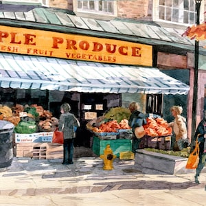 Stadsgezicht aan de voorkant van de winkel op Roncesvalles in Little Poland in Toronto 12 x 16 inch