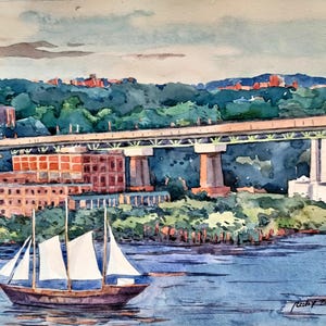 Halifax Nova Scotia Canada East coast Canada original watercolor painting 8.5&quot; x 11&quot;