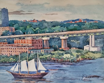 Dipinto ad acquerello originale Halifax Nova Scotia Canada 8,5 "x 11"