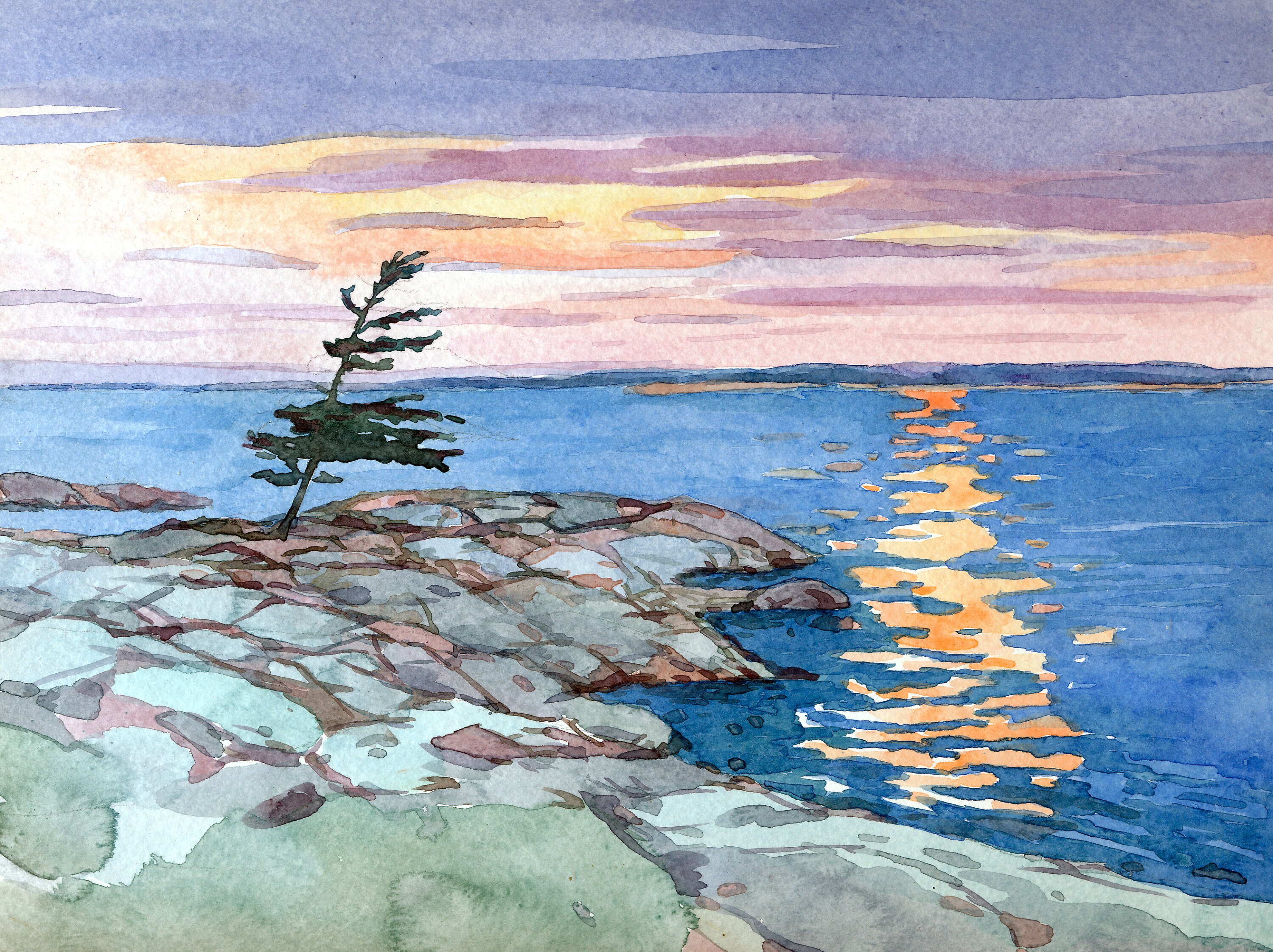 Bay Original watercolor painting Canadian Etsy