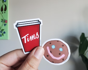 Coffee & Cookie Stickers | Tim Hortons sticker | Coffee sticker | Smiley Face Cookie Sticker | Tim Hortons Coffee | Laptop Stickers