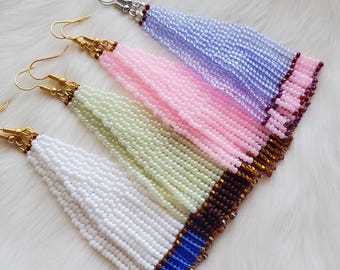 Beaded Fringe Earrings (Made to Order) | Beaded Earrings | Indigenous Art | Indigenous Beadwork | Fringe Earrings