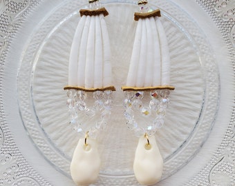 Clear Dentalium & Elk Tooth Earrings