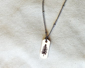 Pine Necklace, Forest Necklace, Silver Pine Tree Charm, Handmade Meaningful Mothers Day Gift, Nature Inspired Jewelry, Birthday Gift