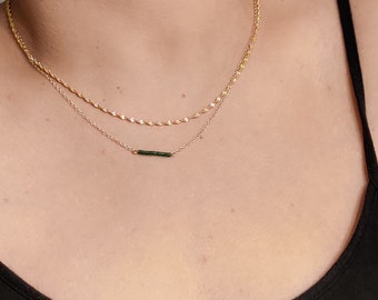 Emerald Green Necklace, Green Seed Bead, Bar Necklace, Handmade Jewelry, Birthday Gift For Women