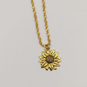 Golden Sunflower Necklace, Sunflower Pendant Necklace, Mothers Day Gift, Birthday Gift For Her image 4