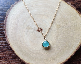 Light Blue Charm Necklace, Ocean Blue Pendant, Handmade Necklace For Women