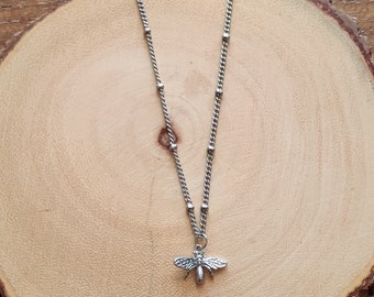 Silver Bee Necklace, Handmade Bee Necklace, Bee Charm Jewelry, Birthday Gift, Necklace For Women