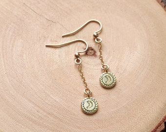 Gold Moon Dangle Earrings, Handmade Moon Earrings, Boho Jewelry, Birthday Gift For Her