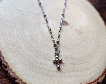 Silver Cross Necklace, Handmade, Cross Pendant, Baptism Gift, Christian Jewelry, Birthday Gift For Her