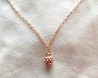 Gold Pinecone Choker, Pinecone Necklace, Handmade Pinecone Jewelry, Birthday Gift For Her