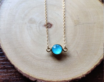 Ocean Blue Necklace, Handmade Christmas Gift, Aqua Blue Pendant Necklace, Stocking Stuffer Jewelry For Her