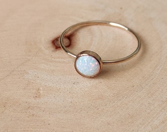 Ivory Opal Stacking Ring, Gold, Silver, Water Opal Ring, White Fire Opal, Mothers Day, Handmade Birthday Gift