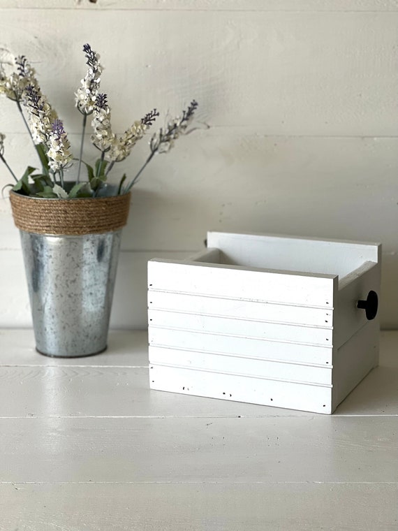 White Wood Box. Wood Box With Handles. Decorative Box With Etsy
