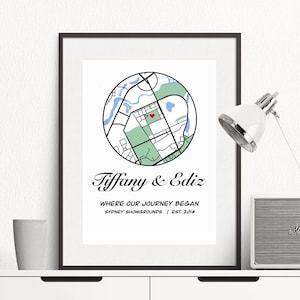Custom map, personalised map, first date, location, map print, anniversary, Valentine’s Day