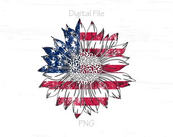 Sunflower png, American Sunflower png, American Flag png, Digital File, Instant Download, Sublimation, png