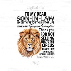An meinen lieben Schwiegersohn, Digitale Datei, Sofortiger Download, Sublimation, PNG, Weißer Toner Drucker