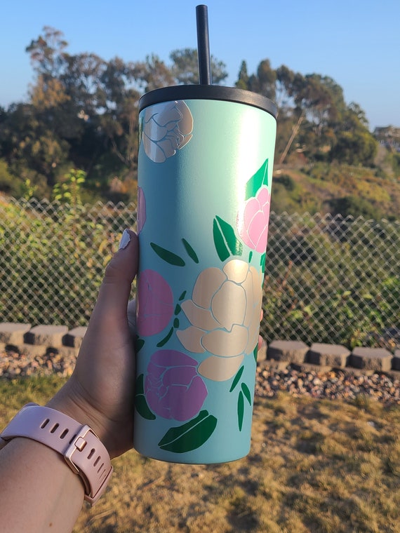 Flower Tumbler Cup Customized Personalized Etsy