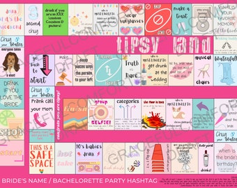 Tipsyland *** Custom *** Digital Download Party Game Bachelorette Party Games Drinking Games Fun Wedding Celebration Hashtag
