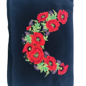Beautiful Embroidered Laptop Sleeves Handmade in Ukraine Red Poppies - Blue