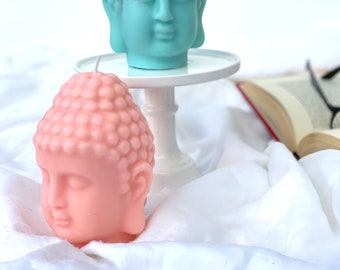 Large Buddha Head Candle, Holiday Candle,  Pillar Soy Wax Candle, Room Decor, Zen Candle, Decorative Candle, Cool Candle, Meditation Candle