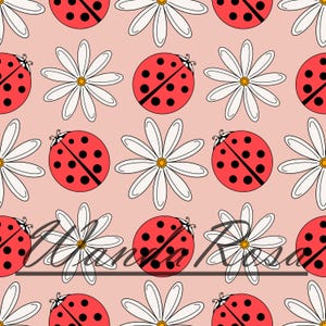Patrón de repetición sin costuras de mariquitas rojas PNG y JPEG