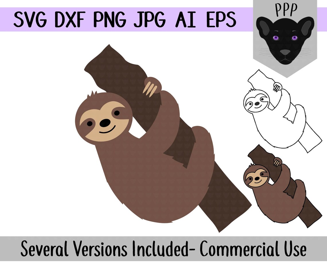 Download Sloth SVG Clipart DXF AI Eps Jpg Png Vector Layered Cut ...