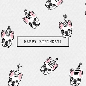 Cartão de feliz aniversário para Frenchie (em branco)
