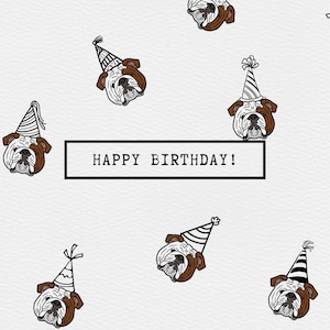 Cartão de aniversário Bulldog (em branco)