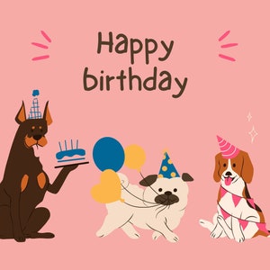 Cartão de aniversário de cães (em branco)