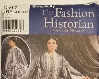 Simplicity 9761 The Fashion Historian Misses' Costume 1860s Day Dress Sewing Pattern Sizes 6-8-10-12 & 14, 16, 18, 20, FF Uncut OOP